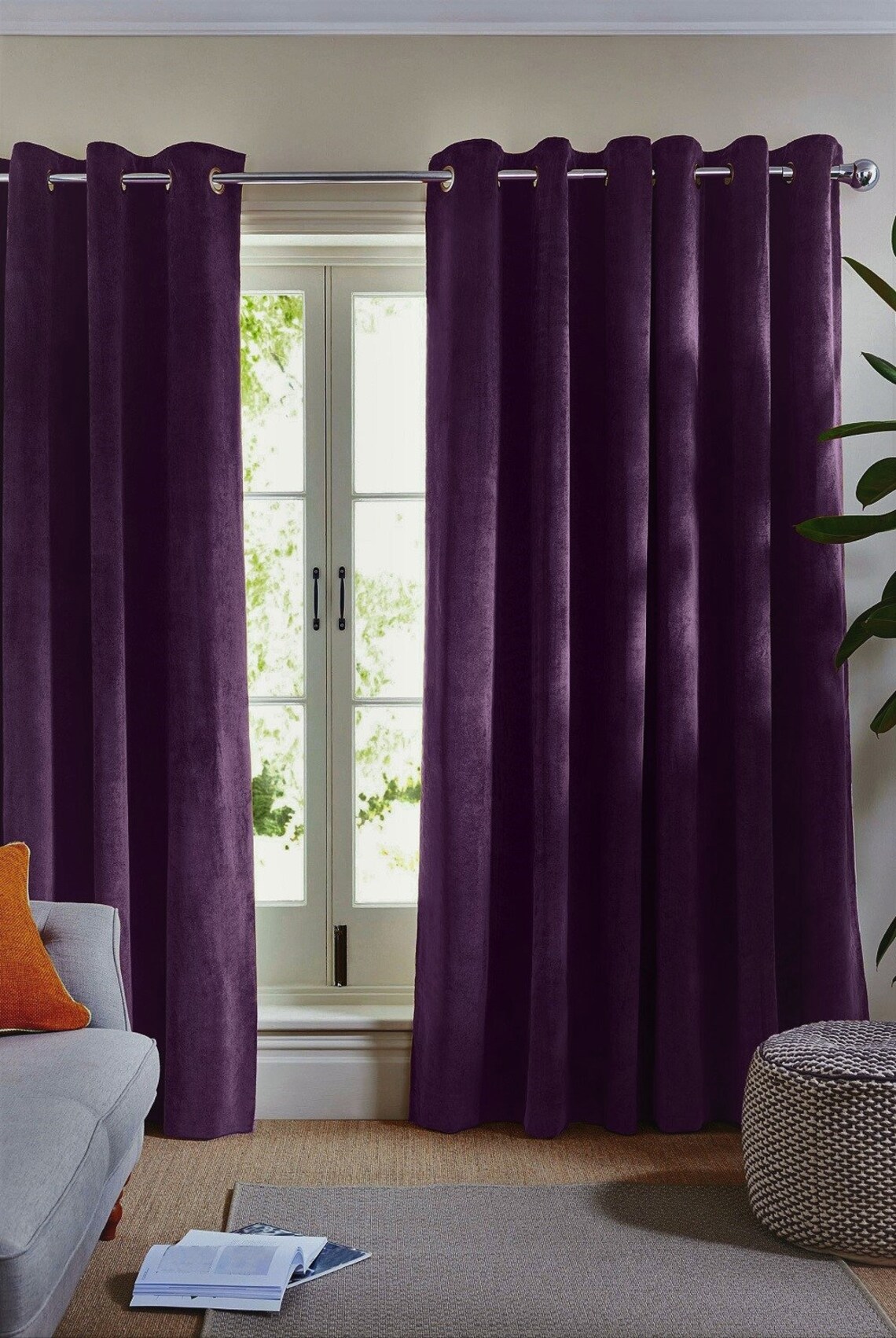 Premium Soft Dark Purple Velvet Curtains Drapes Custom Drapes Etsy
