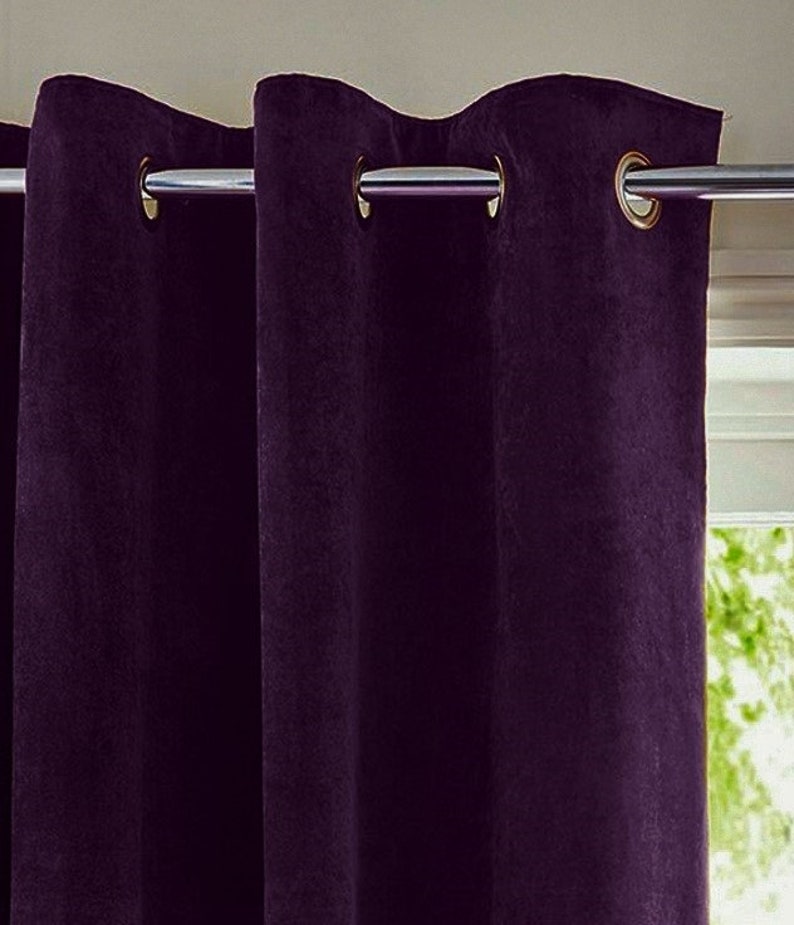 Premium Soft Dark Purple Velvet Curtains Drapes Custom Drapes | Etsy