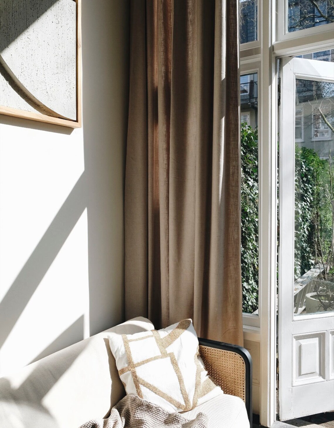 Linen Curtains Natural Sand Cotton Curtains With Linen Texture Etsy