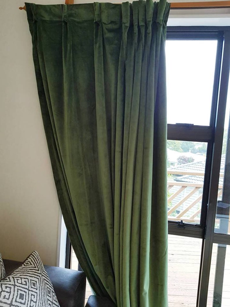 Olive Green Curtains Velvet Drapes Custom Drape Home Decor Velvet bedroom living room Curtains