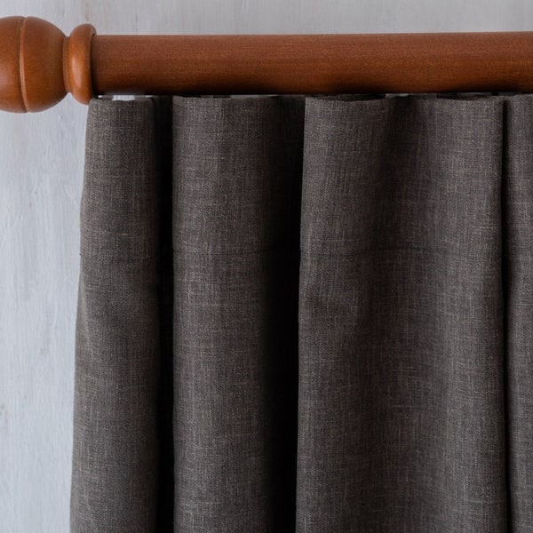 Linen Curtain Dark mocha Shade Country Cotton Curtains With Linen texture