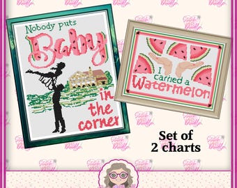 Set of 2 In The Corner Cross Stitch Charts: Movie Inspired (PDF and Pattern Keeper)