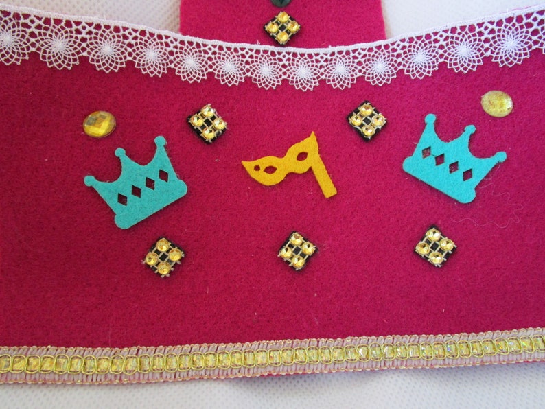 Pink fuchsia felt bottle apron