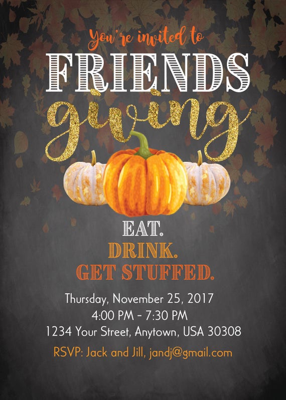 Friendsgiving Thanksgiving Chalk Background Digital Invitation Etsy