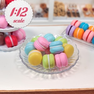 1:12 Miniature Macarons (8pc), Macarons for Dollhouse, Miniature French Macaroon Cookies