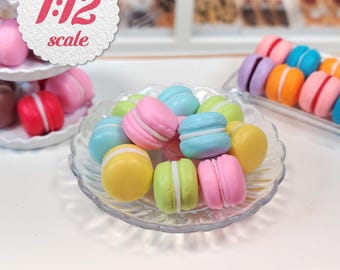 1:12 Miniature Macarons (8pc), Macarons for Dollhouse, Miniature French Macaroon Cookies
