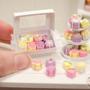 1:12 Miniature Petit Fours Pastel 8pc, Mini Cakes for One Inch Scale Dollhouse, 1/12 Scale Food for Dollhouse image 5