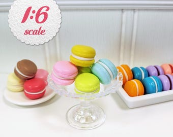 1:6 Scale Miniature Macarons (8pc), Playscale Macarons Miniature French Macaroon Cookies