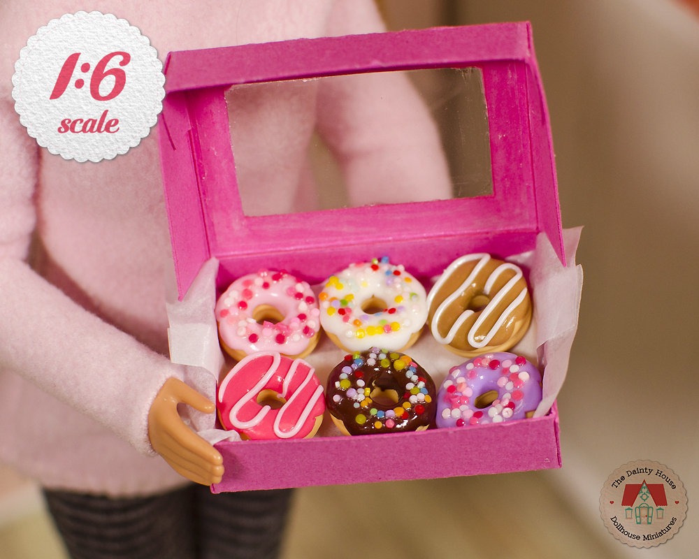 1:6 Barbie Kitchen 3 Box Set Dollhouse Food 12pc Chocolate Box Donuts Miniature 