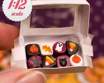 1:12 Miniature Petit Fours - Halloween (8pc), Halloween Cakes for One-Inch Scale Dollhouse
