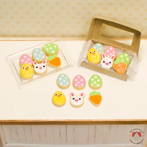 1:12 Scale Miniature Easter Cookies 6 pc, Mini Egg Cookies for One Inch Scale Dollhouse, 1/12 Scale Easter Food for Dollhouse image 4