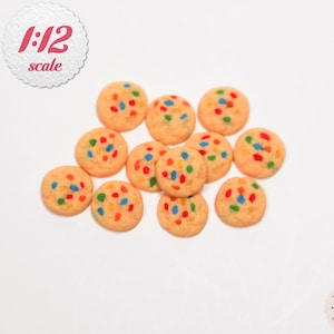 1:12 Miniature M&M Cookies (12 pc), Cookies for Dollhouse One-Inch Scale Dollhouse