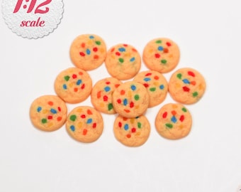 1:12 Miniature M&M Cookies (12 pc), Cookies for Dollhouse One-Inch Scale Dollhouse