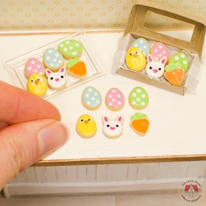 1:12 Scale Miniature Easter Cookies 6 pc, Mini Egg Cookies for One Inch Scale Dollhouse, 1/12 Scale Easter Food for Dollhouse image 2