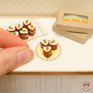 1:12 Miniature Carrot Cakes 3pc, One Inch Scale Mini Cakes for 1/12 Dolls and Dollhouse image 2