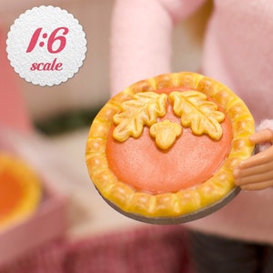1:6 Scale Miniature Pie - Pumpkin Pie, Thanksgiving Pie for Playscale 12-inch Dolls