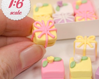 1:6 Miniature Petit Fours - Pastel (8pc), Playscale Mini Cakes, 1/6 Scale Dollhouse Food