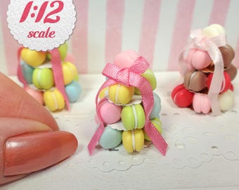 1:12 Miniature Macaron Tower, Macarons for Dollhouse, Miniature French Macaroon Cookies