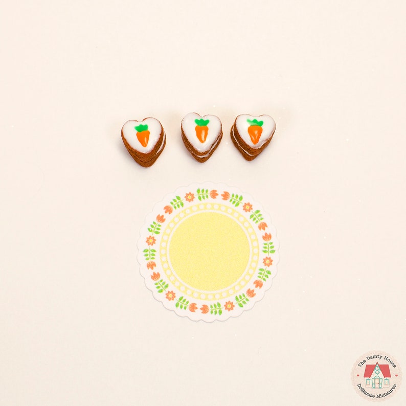 1:12 Miniature Carrot Cakes 3pc, One Inch Scale Mini Cakes for 1/12 Dolls and Dollhouse image 4