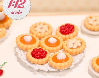 1:12 Miniature Mini Pies - Apple, Cherry & Pumpkin Tarts (3 pc), Miniature Tarts, Miniature Holiday Pies, Dollhouse Mini Pies