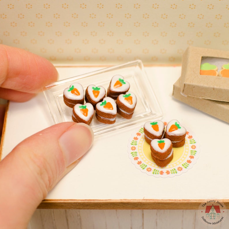 1:12 Miniature Carrot Cakes 3pc, One Inch Scale Mini Cakes for 1/12 Dolls and Dollhouse image 6