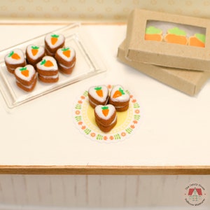 1:12 Miniature Carrot Cakes 3pc, One Inch Scale Mini Cakes for 1/12 Dolls and Dollhouse image 5