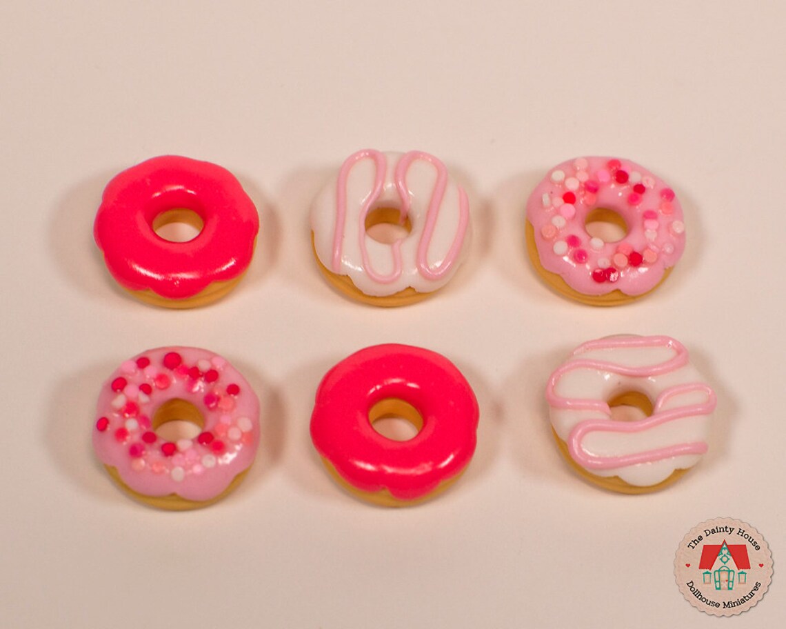 1:6 Miniature Donuts for Barbie Pink Mix 6 pc Box of | Etsy