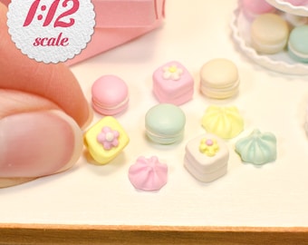 1:12 Miniature Pastry Set - Pastel (12pc), Mini Cakes for One Inch Scale Dollhouse, 1/12 Scale Tea Party Food for Dollhouse