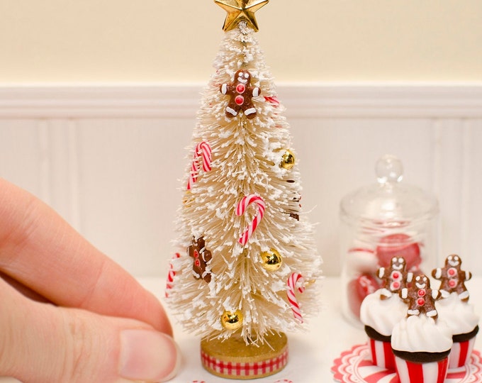 Miniature White Christmas Tree Gingerbread large, Playscale or One Inch