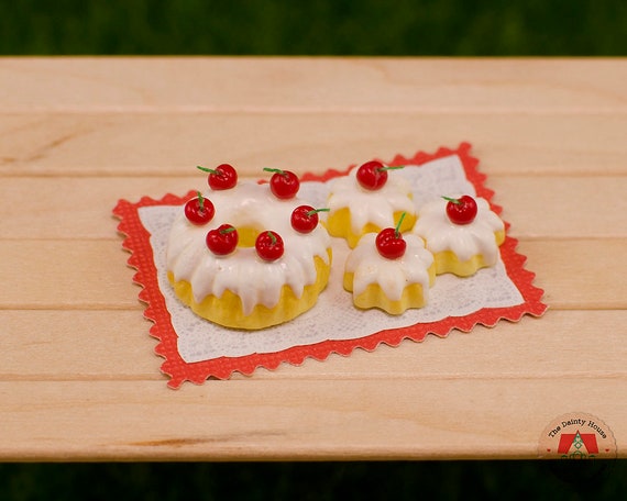 Miniature Bundt Cake Mini Cakes Cherry 1 12th Scale Cakes Etsy