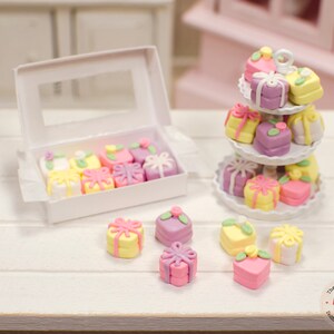 1:12 Miniature Petit Fours Pastel 8pc, Mini Cakes for One Inch Scale Dollhouse, 1/12 Scale Food for Dollhouse image 4