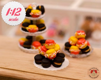 1:12 Miniature Macarons - Halloween (8pc), Cookies for Dollhouse, Miniature French Macaroon Cookies