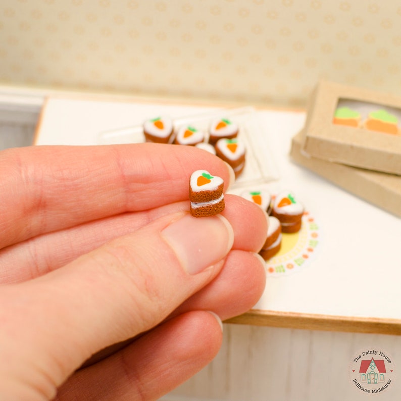 1:12 Miniature Carrot Cakes 3pc, One Inch Scale Mini Cakes for 1/12 Dolls and Dollhouse image 3