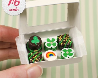 1:6 Miniature Leprechaun Petit Fours (8pc), St. Patrick's Day Food For Playscale Dolls, Mini Leprechaun Cakes for 1/6 Scale Dollhouse