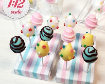 1:12 Miniature Cake Pops - Easter Eggs (12pc), Mini Cakes for One Inch Scale Dollhouse, 1/12 Scale Easter Food for Dollhouse