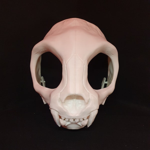 Cosplay Máscara de calavera de gato Fursuit Máscara de animal Halloween Cosplay Disfraz de miedo Dientes de demonio peludo Cara malvada Impresión 3D movible Regalo DIY