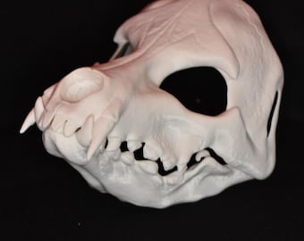 Cosplay Schädel Hund Skull Hund Maske Fursuit Tier Maske Halloween Cosplay Scary Kostüm Pelz Dämon Zähne Böses Gesicht Beweglich 3D Druck Geschenk DIY