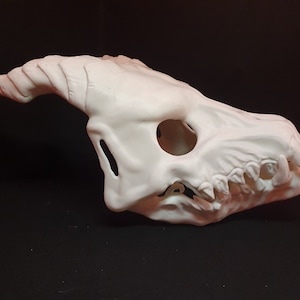 Cosplay Horned Skull Mask Skulldog Mask Fursuit Furry Canine Animal Mask Halloween Cosplay Costume  Face Moveable 3D print Gift DIY