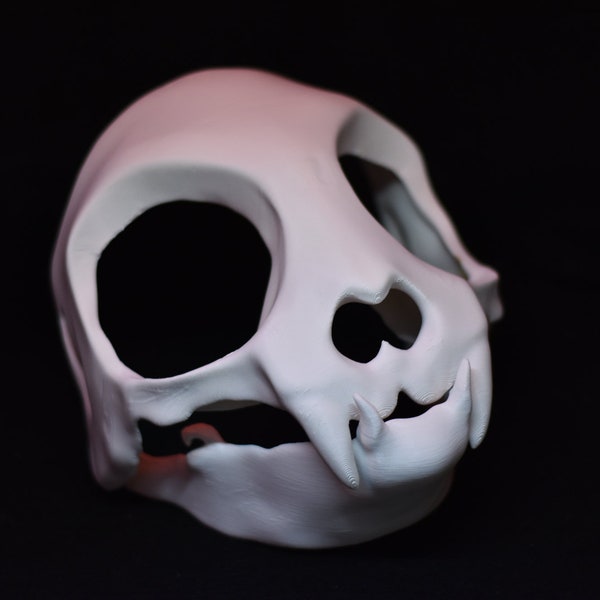 Cosplay Toony Cat Skull Mask Fursuit Animal Mask Halloween Cosplay Scary Costume Furry Demon Teeth Evil Face Moveable 3D print Gift DIY