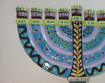 Handpainted ceramic Menorah