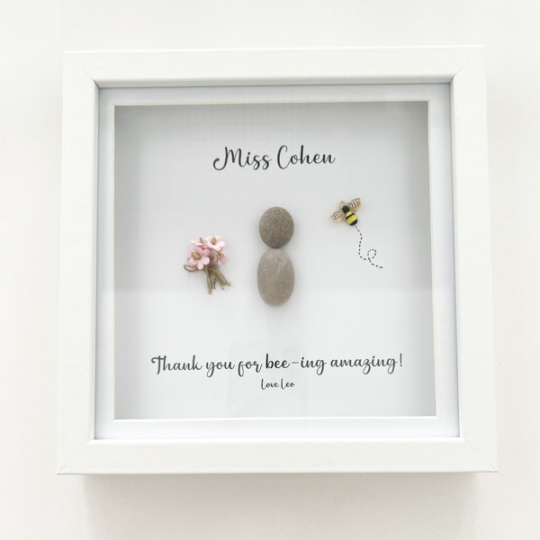 Teacher gift thank you Teacher frame sorry you’re leaving congratulations first day at School pebble art personalised keepsake gift box