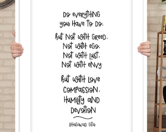 Bhagavad Gita Quote, Love quote art, Bhagavad-gita Inspirational Quote, Positive quote Wall, Infinite Love Print, Meditation Room Art Poster