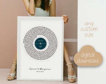 Personalized Vinyl Record Song With Lyrics, Personalised First Dance Song, Custom Printable Song, Custom Style Lyrics Poster, Our Song Gift