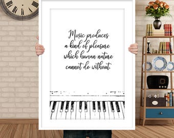 Quote about Music, Gift for Musician, Music wall art, Gift for music lover, Music art print, Musician print, Piano Print, Instant Download