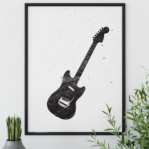 Rock Guitar Printable Poster Modern, Musical Instrument, Musician Wall ...