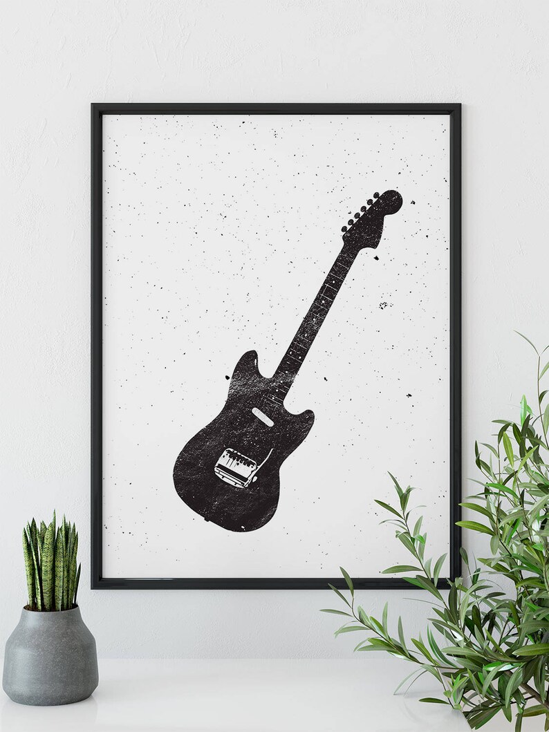 Rock Guitar Printable Poster Modern, Musical Instrument, Musician Wall