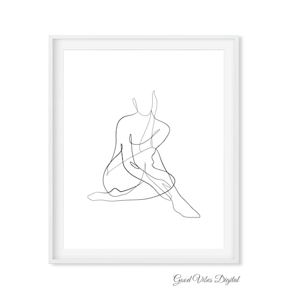 Nude Female Art Minimalist Modern Decor Black Woman Printable Poster Print Download Printable Home Decor Abstract Curvy Body Poster