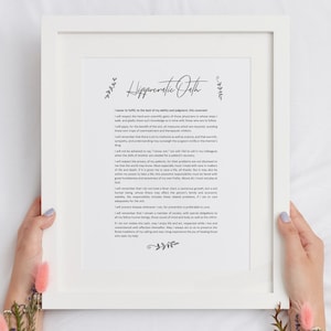 Oath of Hippocrates Art, Medical Art, Doctor Office Decor, Medical Student Gift, Modern Hippocratic Oath poster, Downloadable Wall Art Print
