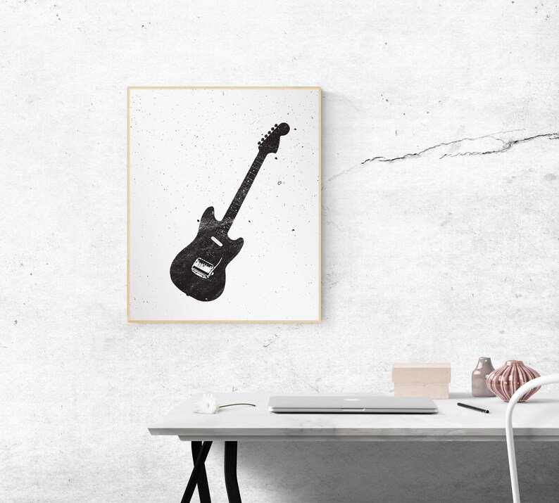 Rock Guitar Printable Poster Modern, Musical Instrument, Musician Wall ...