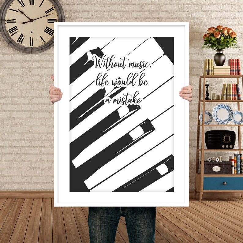 Quote about Music, Gift for Musician, Music wall art, Gift for music lover, Music art print, Musician print, Piano Print, Instant Download image 3